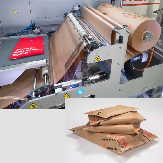 Stroj za pakiranje papirom za logistiku u E-trgovini do 900 paketa/h. Pakiranje u papirne vreće
