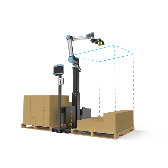 Cobot paletizer (težina paketa 11,5 kg, visina palete 1550 mm)