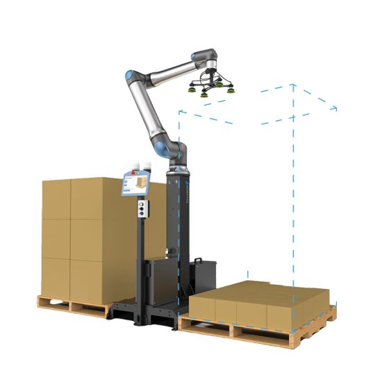 Cobot paletizator (težina paketa 18,5 kg, visina palete 2150 mm)
