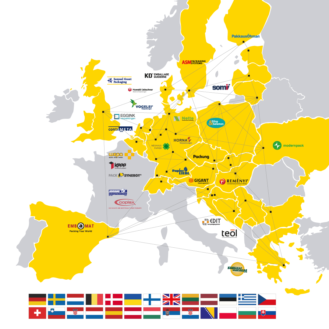 Pack Synergy European network map